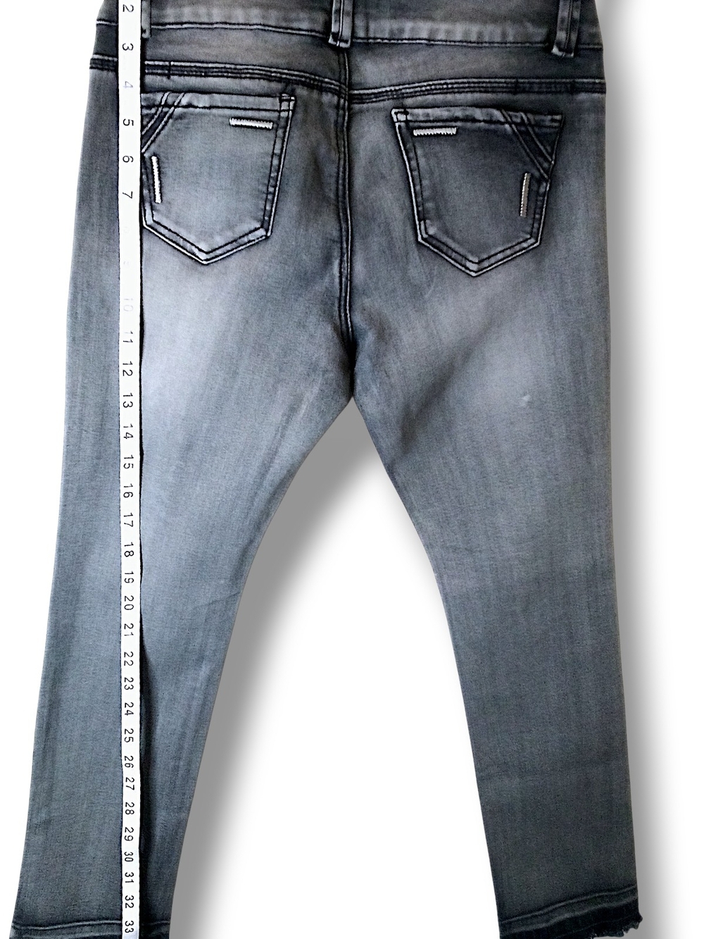 Paparazzi Women's Gray Distressed Jeans with Red Rose Patch - Picture 7 of 8